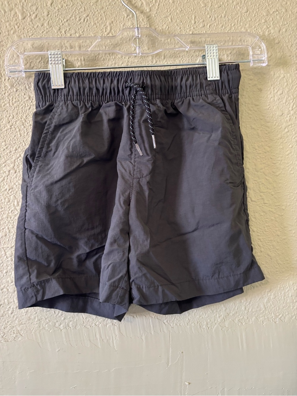 Kids Elastic Waist Drawstring Shorts - Gray Size M